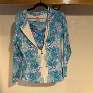 Lilly Floral Zip-Up Top and bikini bottom